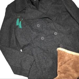Express Wool Blend Pea Coat in Dark Gray, sz 13/14